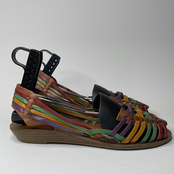 MIA Colorful Multicolor Leather Huarache Boho Bohemian Hippie Gypsy Sandals 7 - Picture 4 of 9